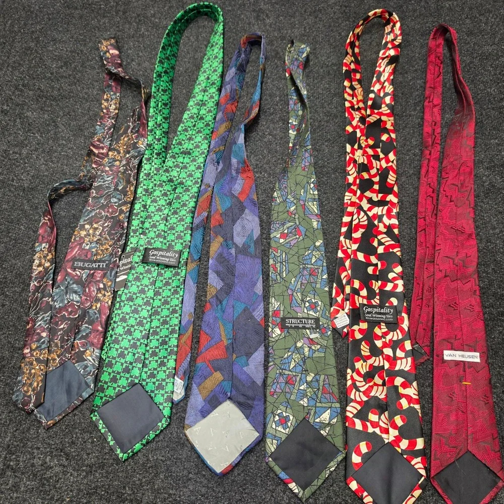 Vintage Mens Necktie Lot of 6 Bugatti Van Heusen Structure Gospitality Silk Tie